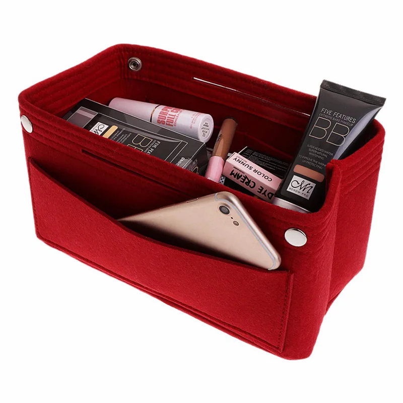 

1PC Multifunction Handbag Cosmetic Organizer Purse Insert Bag Felt Fabric Storage Pouch Case Lady Makeup Cosmetic Bag