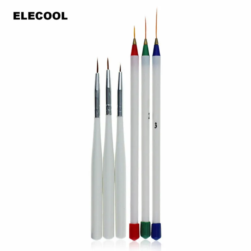 

ELECOOL 3Pcs Professional Nail Brushes DIY Nail Art Drawing Striping Liner Pen Painting stripe Nail Art Brushes Set Dotting Tool