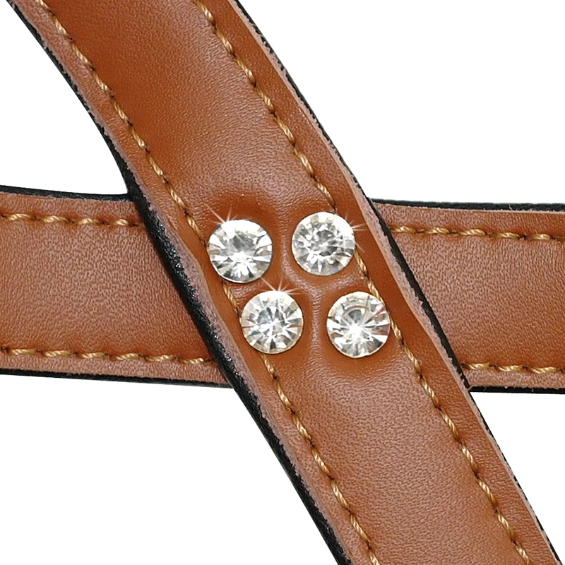 Durable-Leather-Dog-Harness-Padded-Adjustable-Medium-Large-Dogs-Harnesses-for-Pets-Pitbull-Rhinestone-Design-Brown