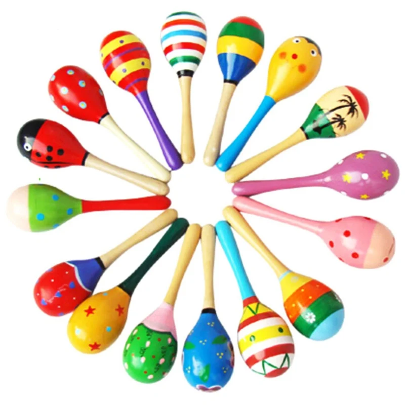 Color Random Sand Hammer Levert Mini Wooden Ball Percussion Musical