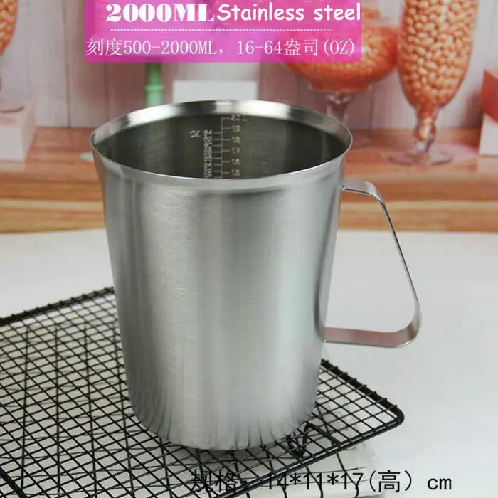 1pcs 500ml 1000ml 1500ml 2000ml Stainless Steel Lab Beaker Measuring