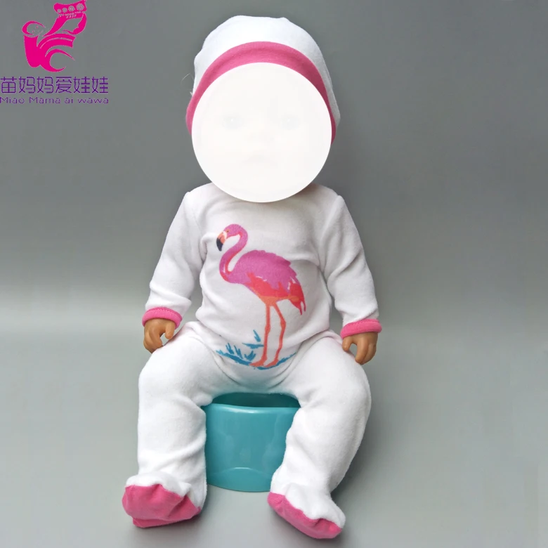 

Doll Rompers cartoon flamingo clothes for newborn baby doll oufit sets for 18" baby doll accessories toys wear kids gift