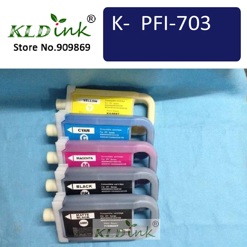 

KLDINK - 700ml PFI-703 PFI703 (5 Pack/set) compatible Ink Tank for imagePROGRAF ipf815, ipf825, ipf820, ipf810