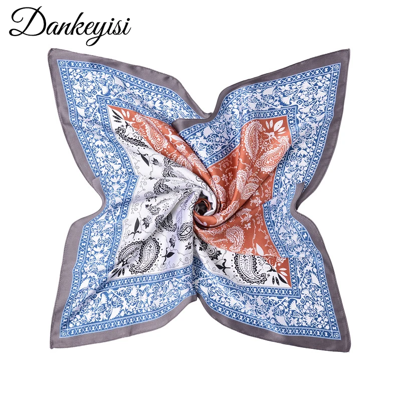 

DANKEYISI Soft Women Scarf Square Scarves Printed Women Scarf Polyester Silk Scarf Shawl Neck Kerchief Foulard Femme 60*60cm