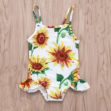 Цельный купальник, детский купальный костюм с цветочным принтом для девочек, хлопковый купальник для маленьких девочек, купальный костюм для младенцев 6-24 месяцев