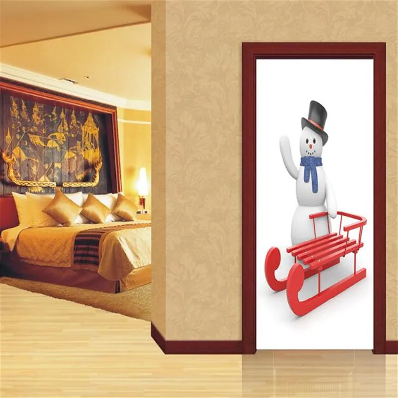 

IDFIAF New 2018 DIY Santa Claus Christmas snow window affixed with Adornos Navidad home decor on the wall