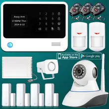 Pantalla táctil G90B WiFi GSM Inicio de Alarma Con Cámara IOS android app control de relé de $ number canales de contacto de puerta inalámbrico pir motion Detector