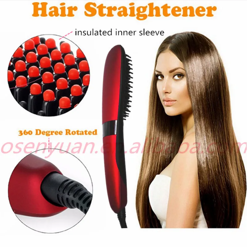 

2018 NASV Brush Hair Straightener Professional Hair Straightener Comb Electric Heating Irons Ceramic Hair Straightening Brush
