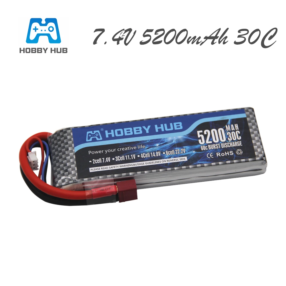 Литий полимерный аккумулятор 2S Lion Power 7 4 В 5200 мАч 30C Lipo 1P для радиоуправляемого