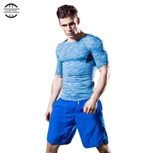 Yuerlian быстросохнущие синие шорты Джерси для фитнеса, баскетбола, тенниса, мужская рубашка, спортивный костюм, Мужская футболка с коротким рукавом для бега