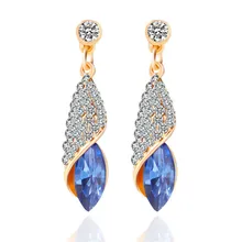 Lemon Value Bijoux Fashion Charms Rhinestone Drop Earrings Luxury Crystal Dangle Earrings Women Jewelry Brincos G002