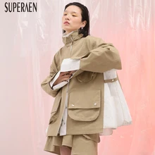 SuperAen, Европейская мода, женские куртки, свободные, дикие, длинный рукав, карман, хлопок, для девушек, куртки, новинка, осенняя женская одежда