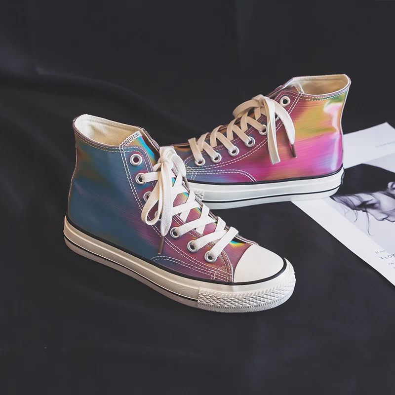 

Fashion Bling High-top Canvas Shoes Women 2019 New Arrival Breathable Flat Female Casual Sneakers Ulzang Harahara Cebu Shoes