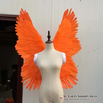 

COS Costume Orange angel feather wins Opening show Catwalk shows props fit for adult/child 100*85cm EMS Free shipping
