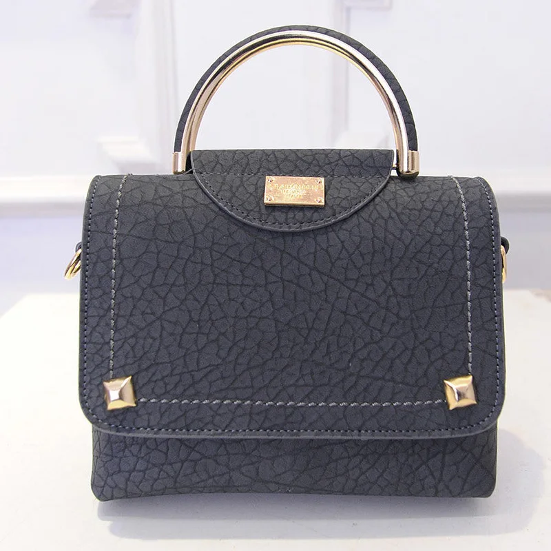 2016 New Korean Style Ladies font b Handbag b font Semicircular Handles Rivet Embossing Fashion Bag