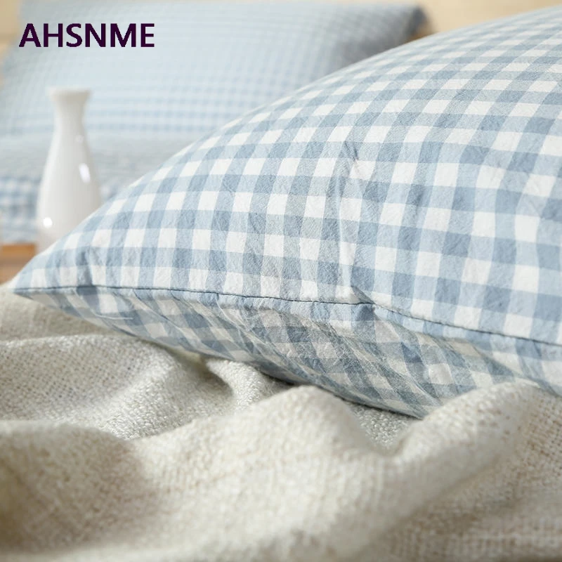 AHSNME 100% Cotton Nevresim Takimlari Super Soft parrure de lit Cool Summer Light Blue Super california king size bedding set 5
