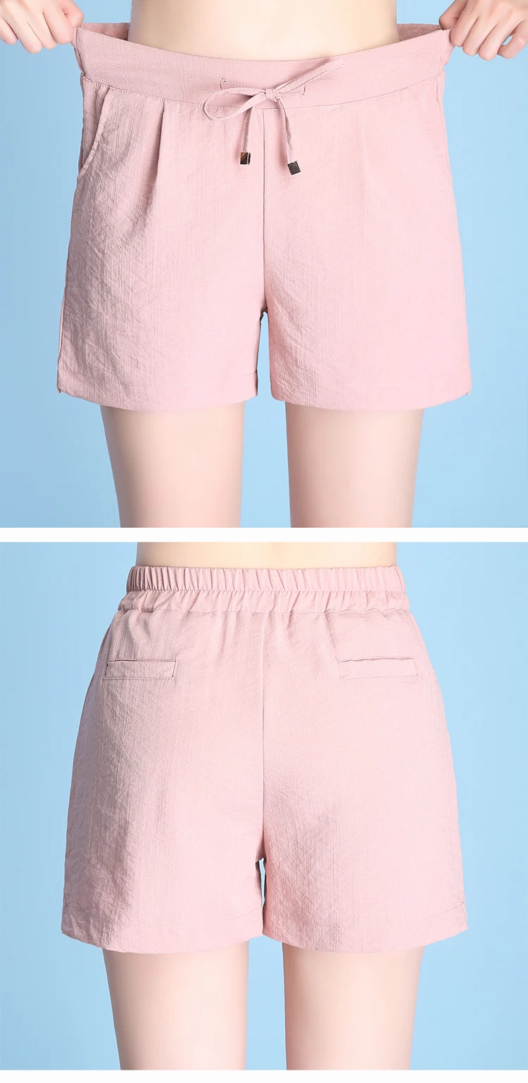 S-4XL женские шорты летние повседневные однотонные Большие размеры с эластичной резинкой на талии широкие брюки женские удобные шорты