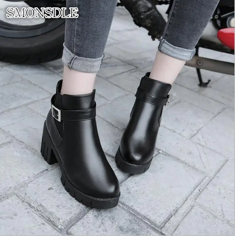 

Autumn and winter Martin boots Korean version of the wild thick with casual comfortable boots high heel women's shoes Botas Muje