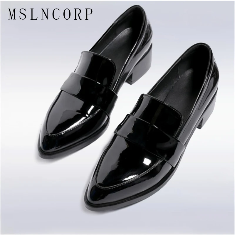 

plus size 34-43 New Fashion Patent Leather Oxford Shoes for Women Flats British Style Comfortable Slip on loafers Casual Shoes