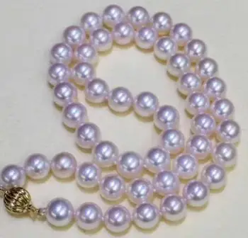 

free shipping >>>>noble jewelry classic 8-8.5mm Japanese Akoya round white pearl necklace 14k