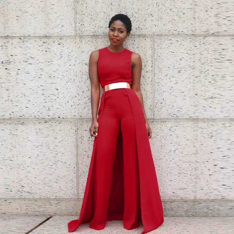 red romper long pants