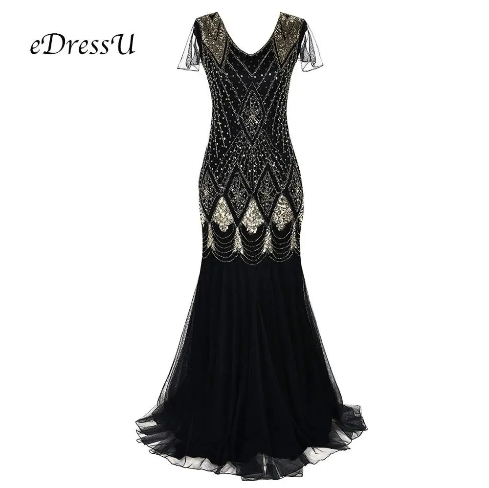 

2019 Mermaid Beading Formal Dress 1950s Vintage Evening Party Dress Sequins Sexy Glitter Robe de soiree Vestido ZY-GA81