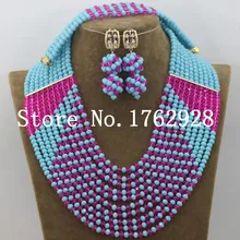 Модные очаровательные цвет небесно-синий и mei красного цвета с украшением в виде кристаллов кружевные украшения набор, свадьба в Африканском нигерийском стиле свадебный комплект ювелирных изделий