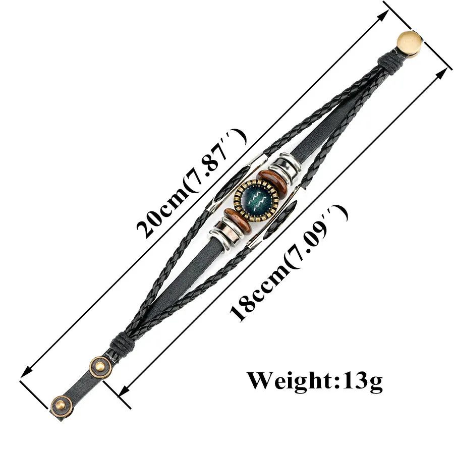 Многослойный кожаный браслет 12 созвездий зодиака мужские женские плетеные браслеты Лев Скорпион значки Зодиака Дева ювелирные изделия