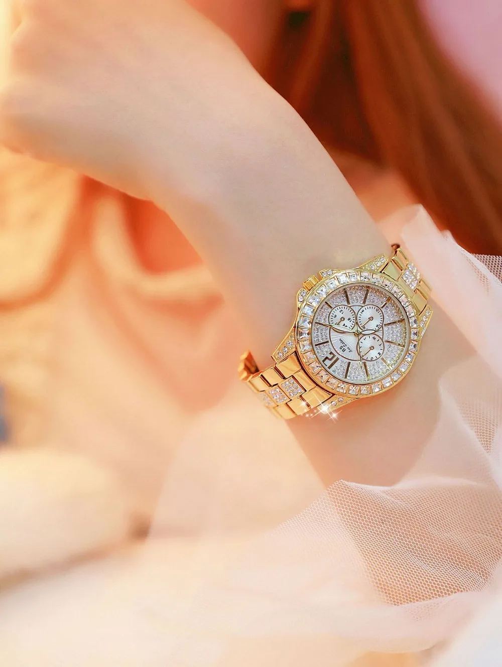 Водонепроницаемый золотые часы Для женщин кварцевые часы лучший бренд роскошных Нержавеющая сталь браслет платье Женский Часы montre femme 2018