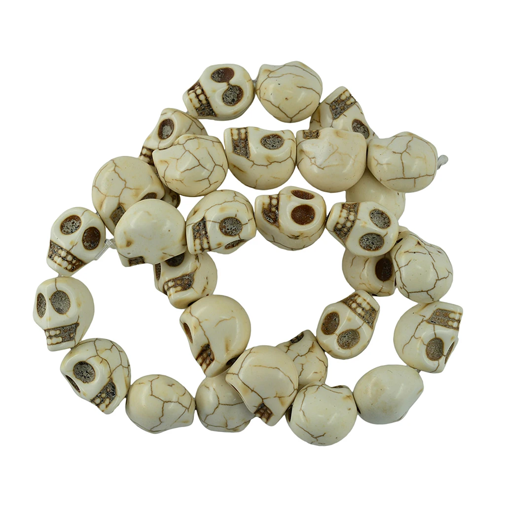 1 Strand White Howlite Turquoise Carved Skull Spacer Beads  8x6 mm  52pcs