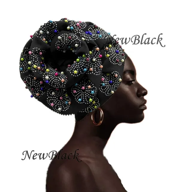 

High quality african party turban for women gele with full stones turban headtie gele already made turban aso oke headtie