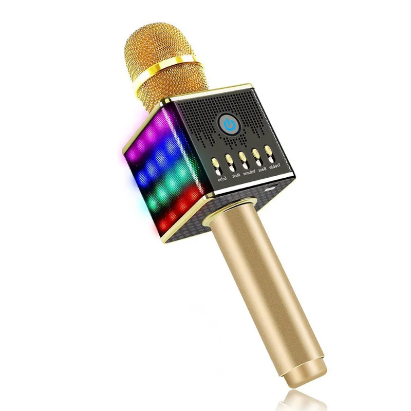 

Bluetooth Karaoke Live Microphone Portable Handheld Wireless KTV Machine Microfone Speaker LED Light Mic for Phone PC 015