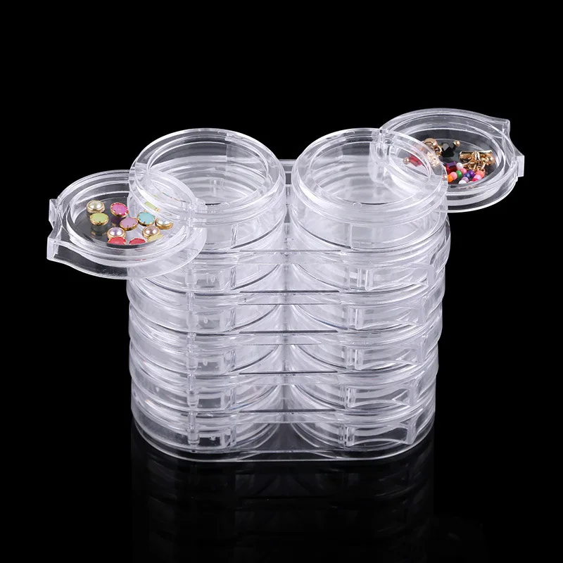 

1PC Nail Art Tools Powder Rhinestone Empty Storage Pot Box Case 6 Layer 12 Grid Removable Plastic Nail Art Organizer Tool