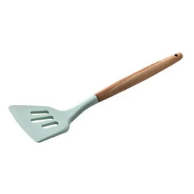 Pastry Silicone Turners Kitchen Cooking Utensils Non-stick Fried Steak Egg Pancake Turner Wooden Long Handle Food Flipper Shovel