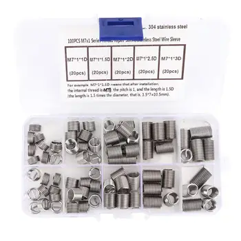 

Threaded Insert 100pcs M7 *1 Coiled Wire Thread Repair Insert Stainless Steel Thread Screws Sleeve Set Helical Screw