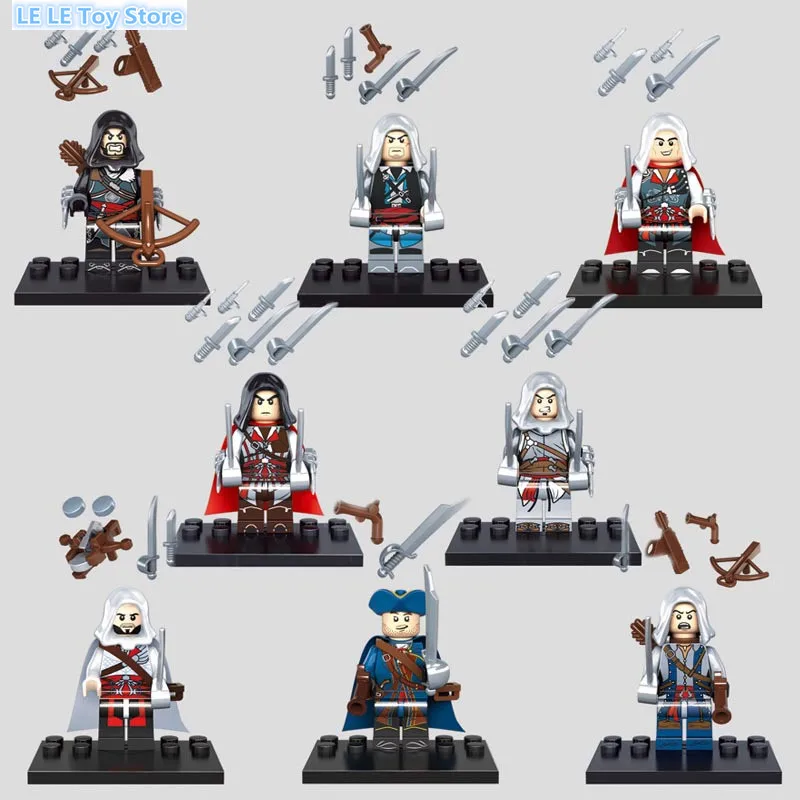 8pcs lot Assassins Creed 4 Blcak Flag Edward James Connor Haytham E Kenway Altair Ezio Building