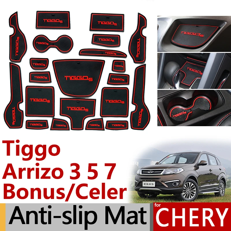 

Anti-Slip Rubber Gate Slot Cup Mat for Chery Tiggo 2 3 4 5 Arrizo 3 5 7 Bonus Celer Fulwin 2 2015 2016 2017 Accessories Stickers