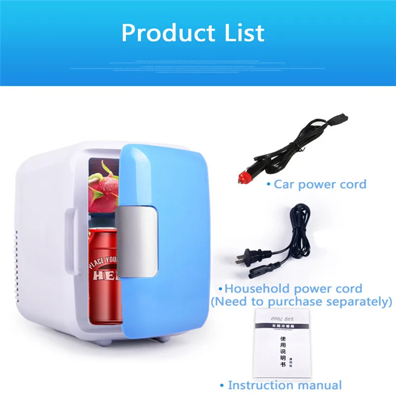 4L Mini Fridge 2 In 1 Less Noise Car Refrigerator Portable Geladeira Freezer Cooling Heating Box Fridge Fishing Camping