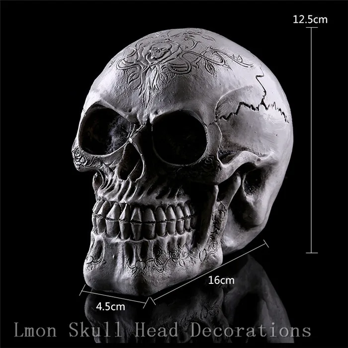Top Quality Resin Human skull model High imitation antique human skull model resin skeleton Head Halloween supplies in stock