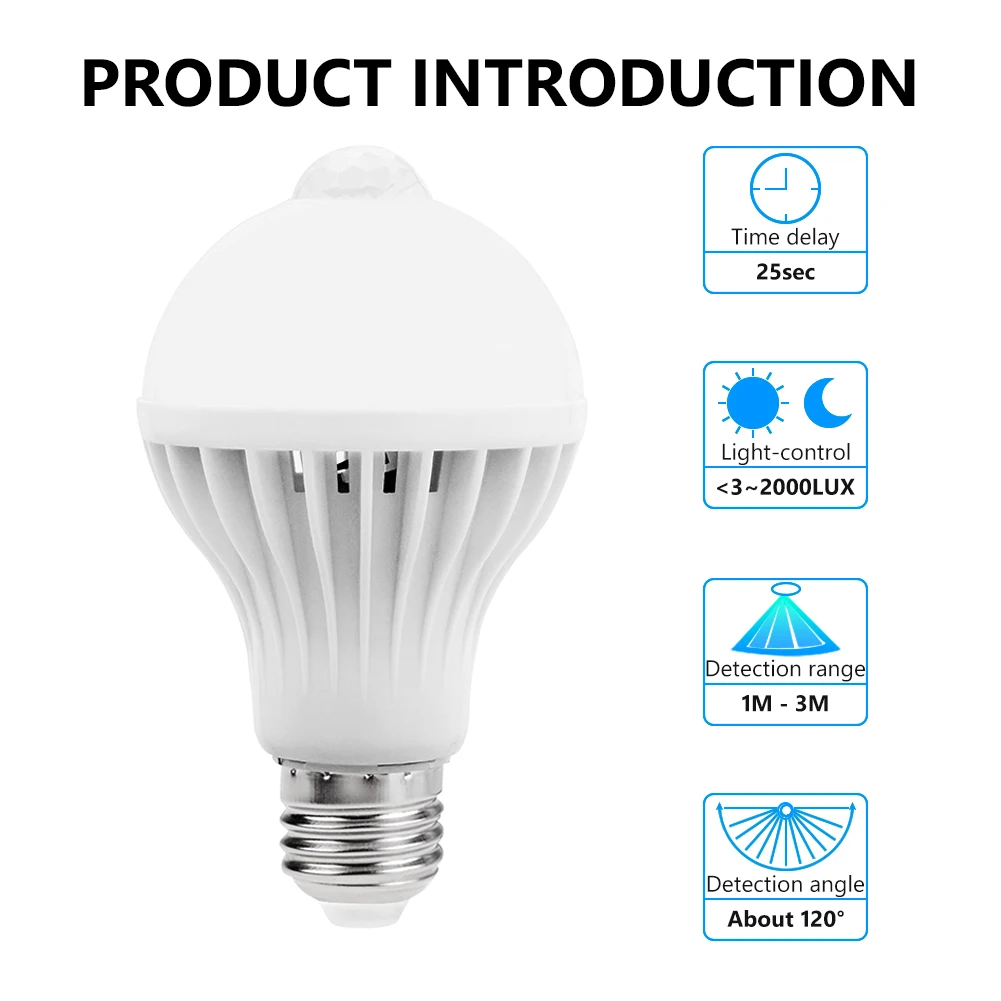 Lâmpadas Led e Tubos w 9 w pir inteligente Base : E27 Screw