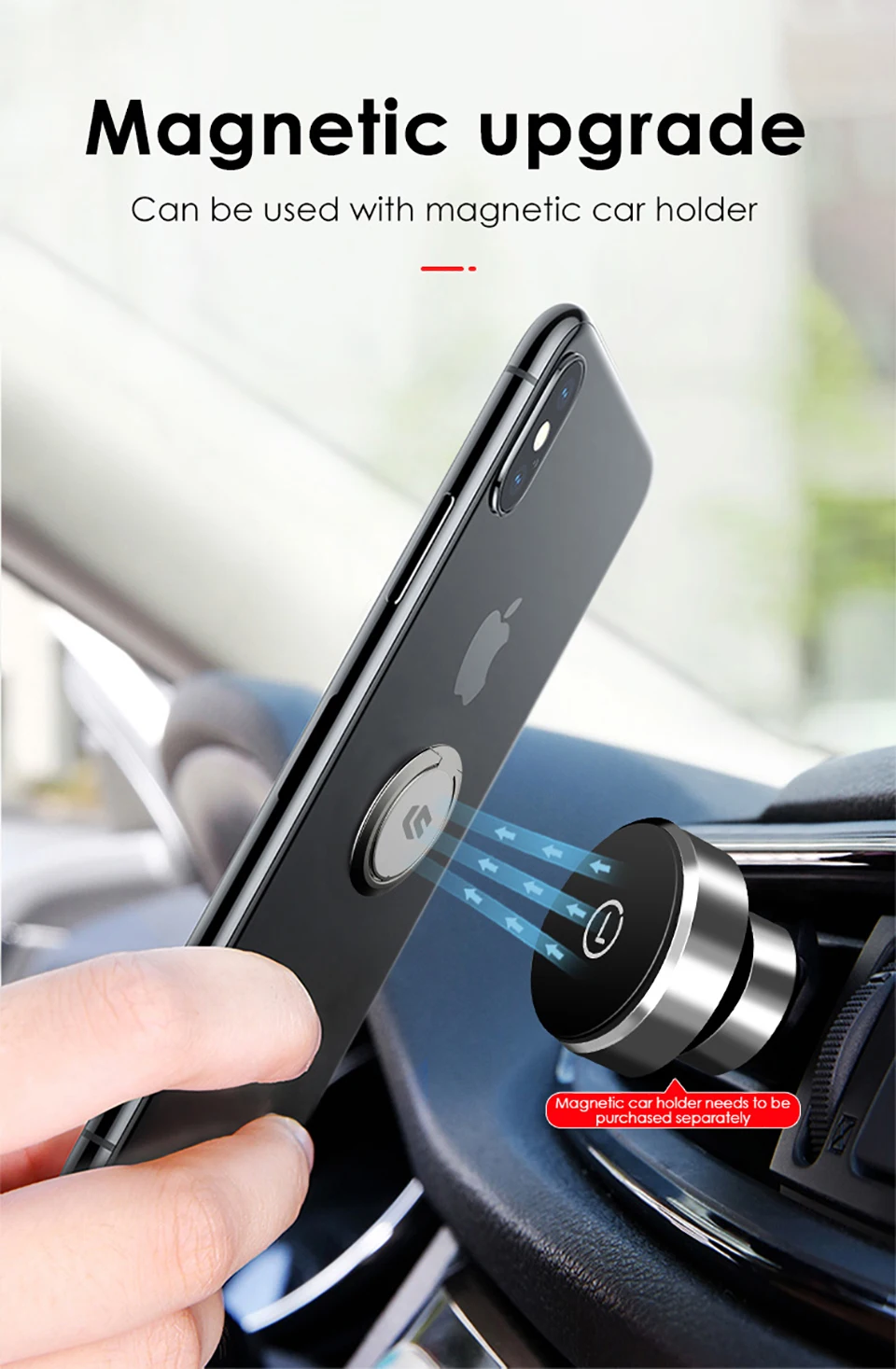 LINGCHEN двойное кольцо-держатель для iPhone Xs Max X samsung S10, держатель для телефона, магнитное кольцо-держатель для мобильного телефона в автомобиле