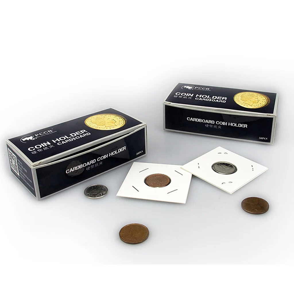 2x2 Cardboard 29mm Coin Flip Holders for Dollar, Pennies, Quarters - 50 Pieces