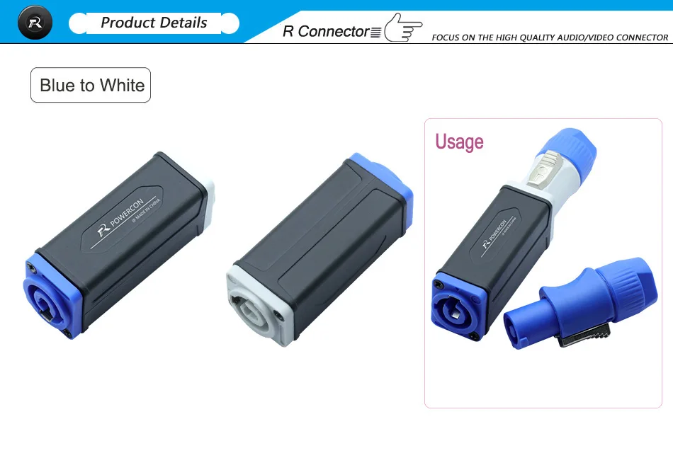 3 Pin PowerCon AC Adapter Extender Connector 20A250V Stage Light Power Socket Speakon Panel Mount 20A250V