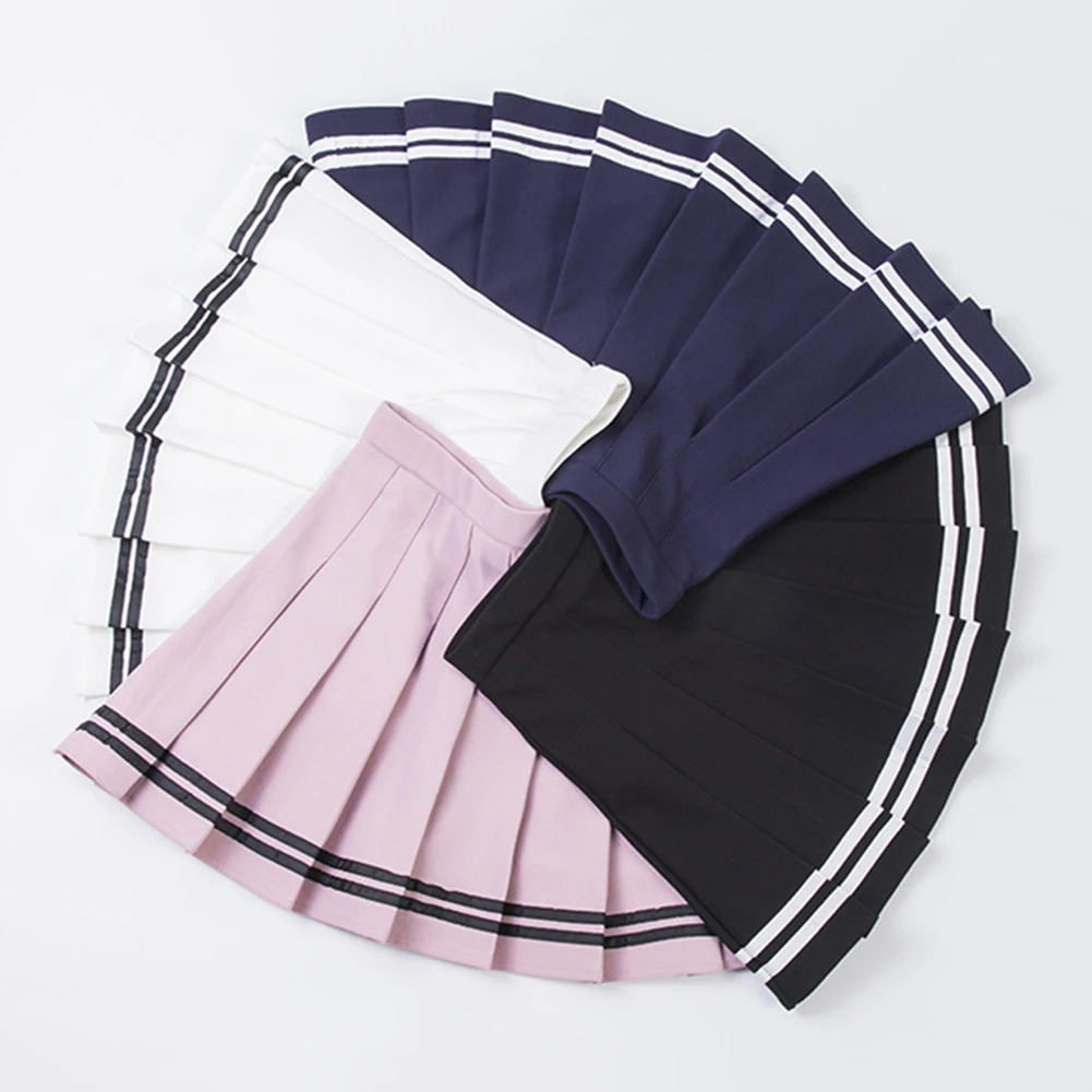 Женская модная летняя плиссированная юбка с высокой талией, юбка для костюмированной вечеринки, женские мини-юбки, короткие летние школьные женские полосатые юбки
