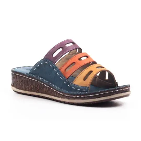 النساء النعال جلد الوجه يتخبط الصيف في الهواء الطلق 2019 النساء النعال السيدات عارضة منصة شرائح إسفين الشاطئ امرأة الأحذية