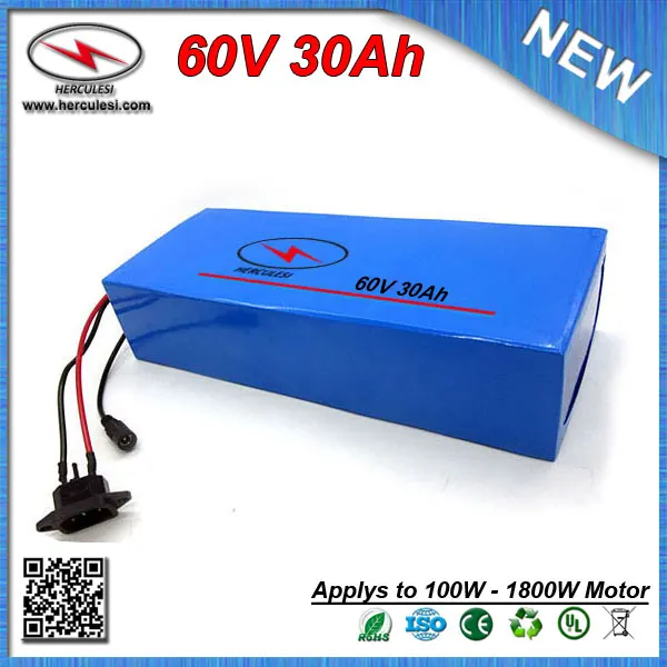 Discount PVC Cased 1800W Electric Bike Battery 60V 30Ah Lithium ion Battery Pack with 30A BMS 2.5Ah 18650 cell + Charger FREE SHIPPING 3