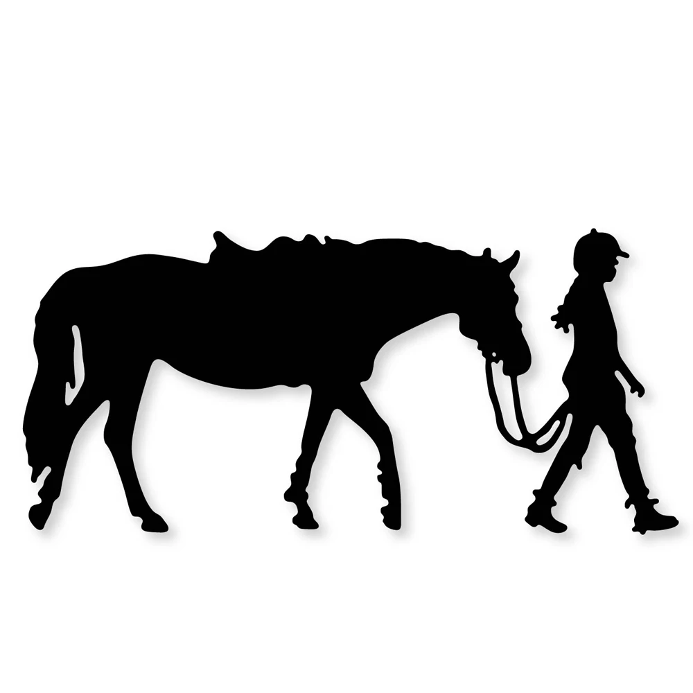 

Hemere Cowboy girl Horse Frame 113*53mm Metal Cutting Dies Scrapbooking Album DIY Card Craft Embossing Die Cuts New 2019 Arrival