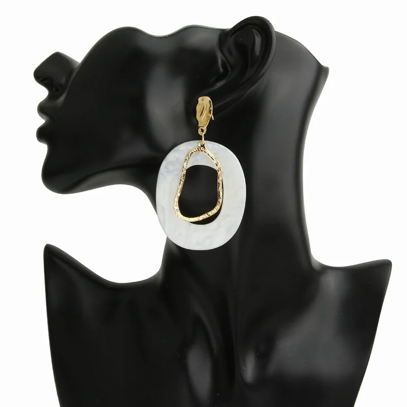 

Cold Wind Acrylic Resin Geometric Earrings Temperament Metal Irregular Earrings Female Stud Earrings Stainless Steel Jewelry