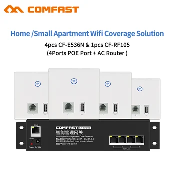 Smart Wifi Home /Apartement /Villa /Coverage Solution 4pcs RJ45WAN/LAN Wall Access Point AP +1 AC Router with Poe Supply Gateway Smart Wifi Home /Apartement /Villa /Coverage Solution 4pcs RJ45WAN/LAN Wall Access Point AP +1 AC Router with Poe Supply Gateway