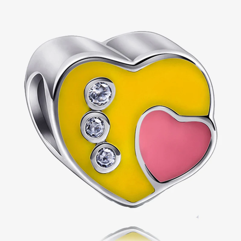 Strollgirl New Collection Romantic 925 Sterling Silver Love Heart Charm Beads Fit Original Pandora Bracelet Jewelry Accessories - Цвет: StrollGirlP6104